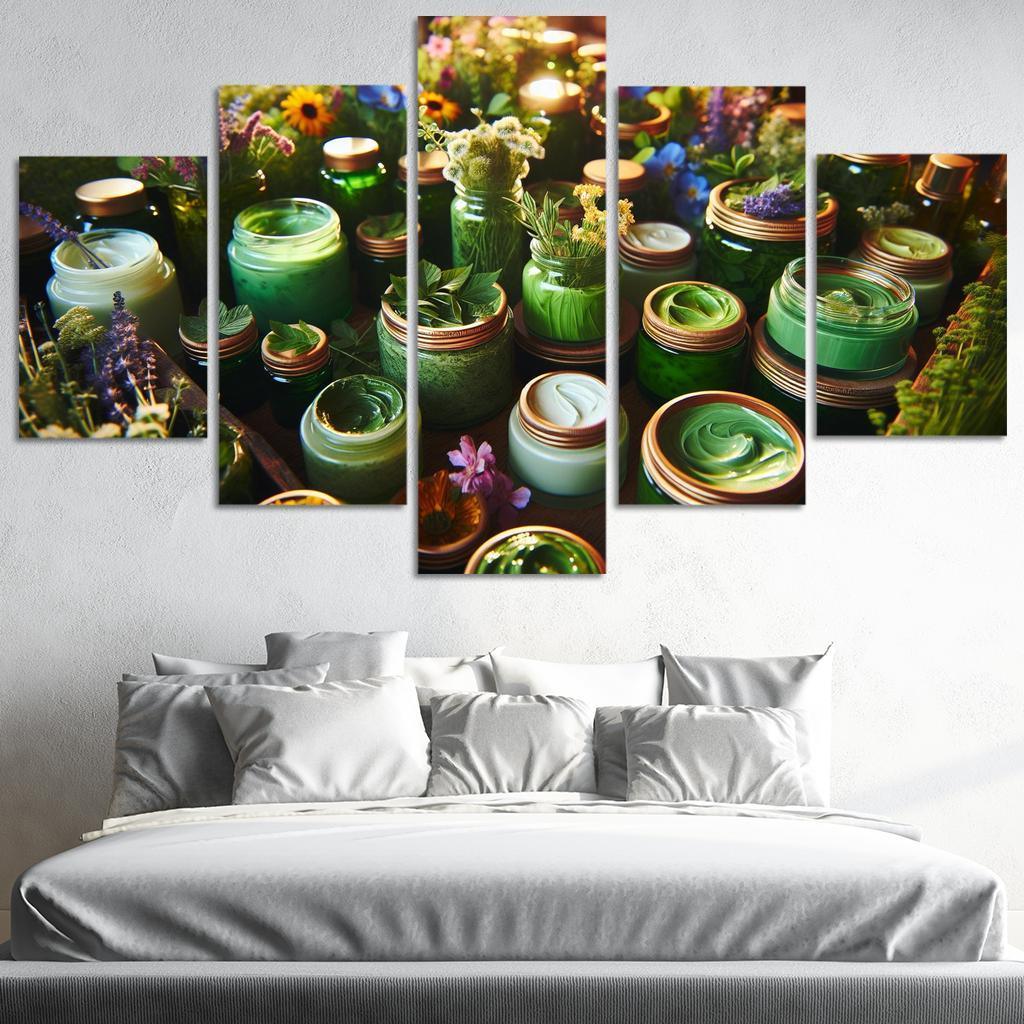 Nature-Inspired Beauty Botanical Ingredients 5 Piece HD Canvas Wall Art-Original Frame
