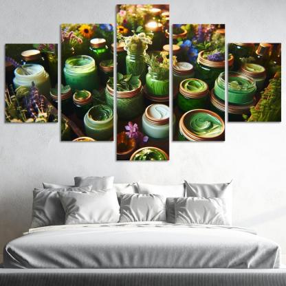 Nature-Inspired Beauty Botanical Ingredients 5 Piece HD Canvas Wall Art-Original Frame