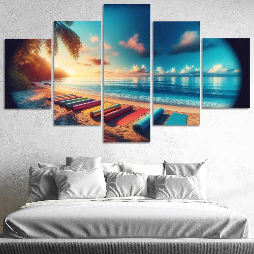 Tranquil Tides A Yoga Retreat Beach Custom Paintings Frame