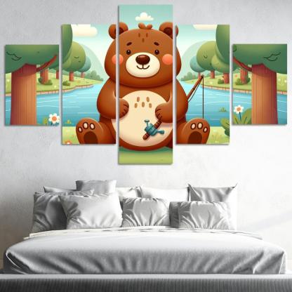 Bubbly Bear - Forest Adventures Framed Paintings