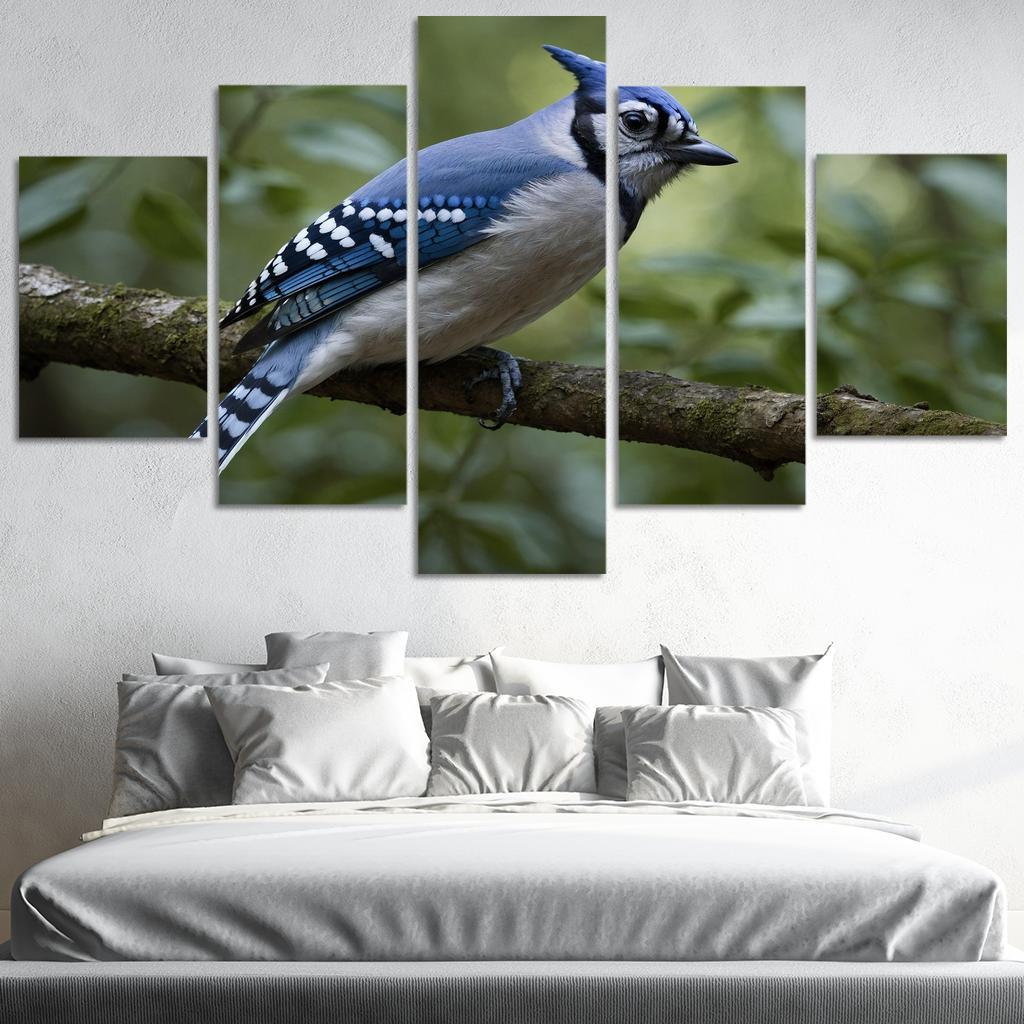 The Elegant Blue Jay In The Forest Framed Paintings