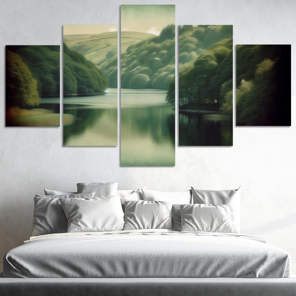 The Serene Vista Of Calm Lake Custom Paintings Frame