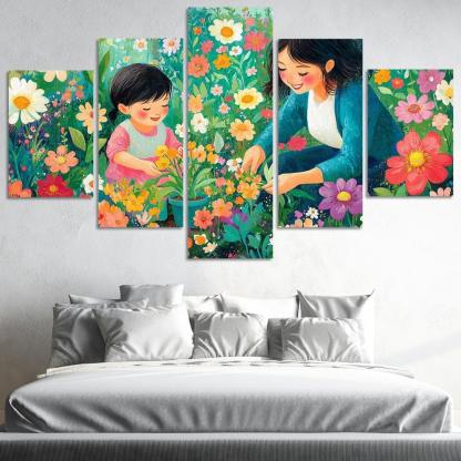 The Blooming Path A Mothers Nurturing Journey Canvas Paintings Frame