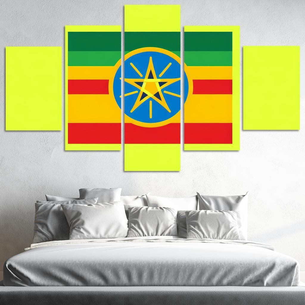 A Heritage of Color The Flag of Ethiopia 5 Piece HD Canvas Wall Art-Original Frame