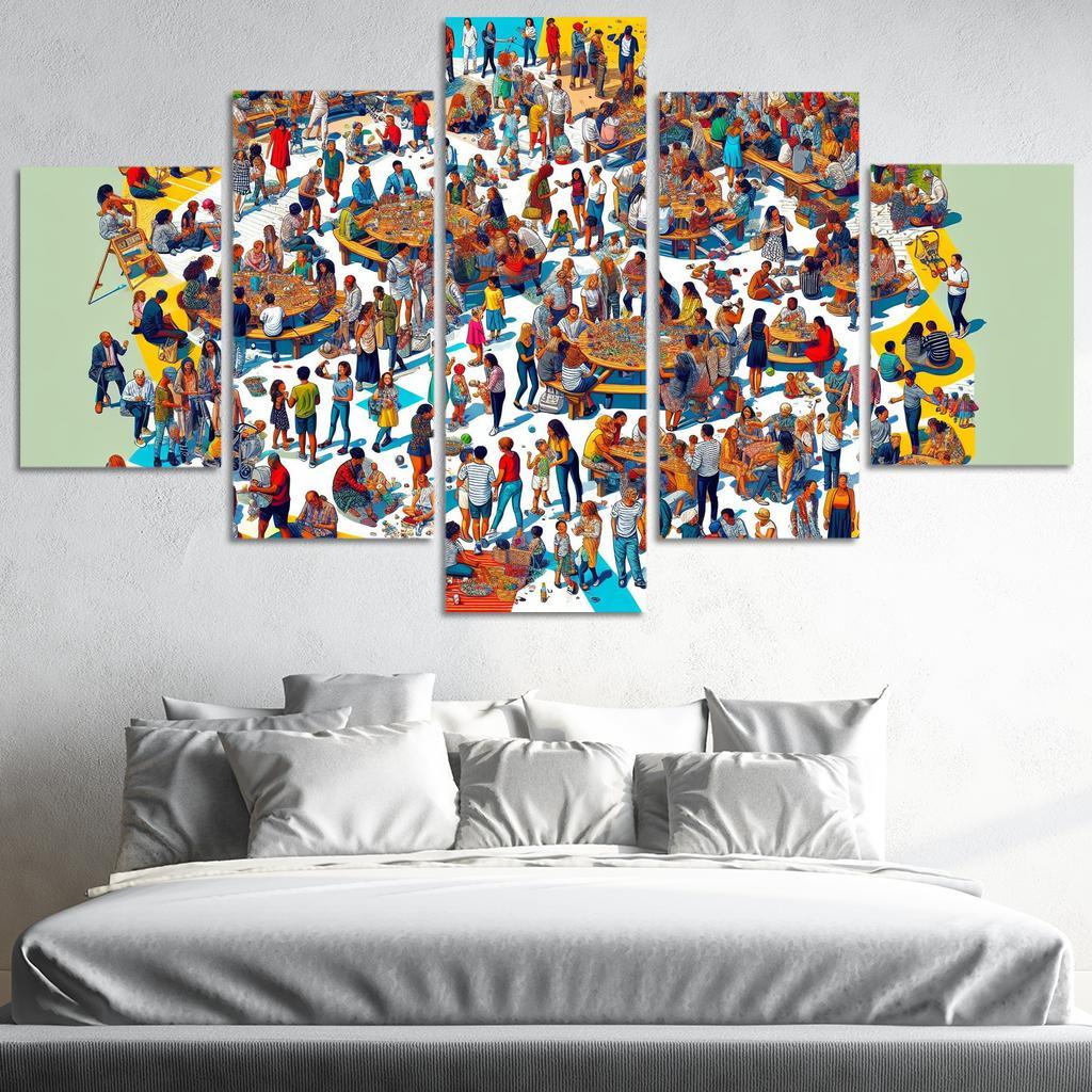 Shared Spaces Celebrating Community And Togetherness Multi-panel Paintings