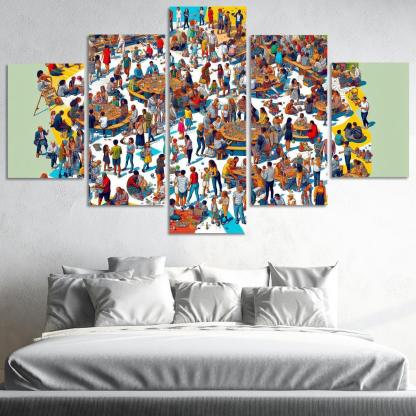 Shared Spaces Celebrating Community And Togetherness Multi-panel Paintings