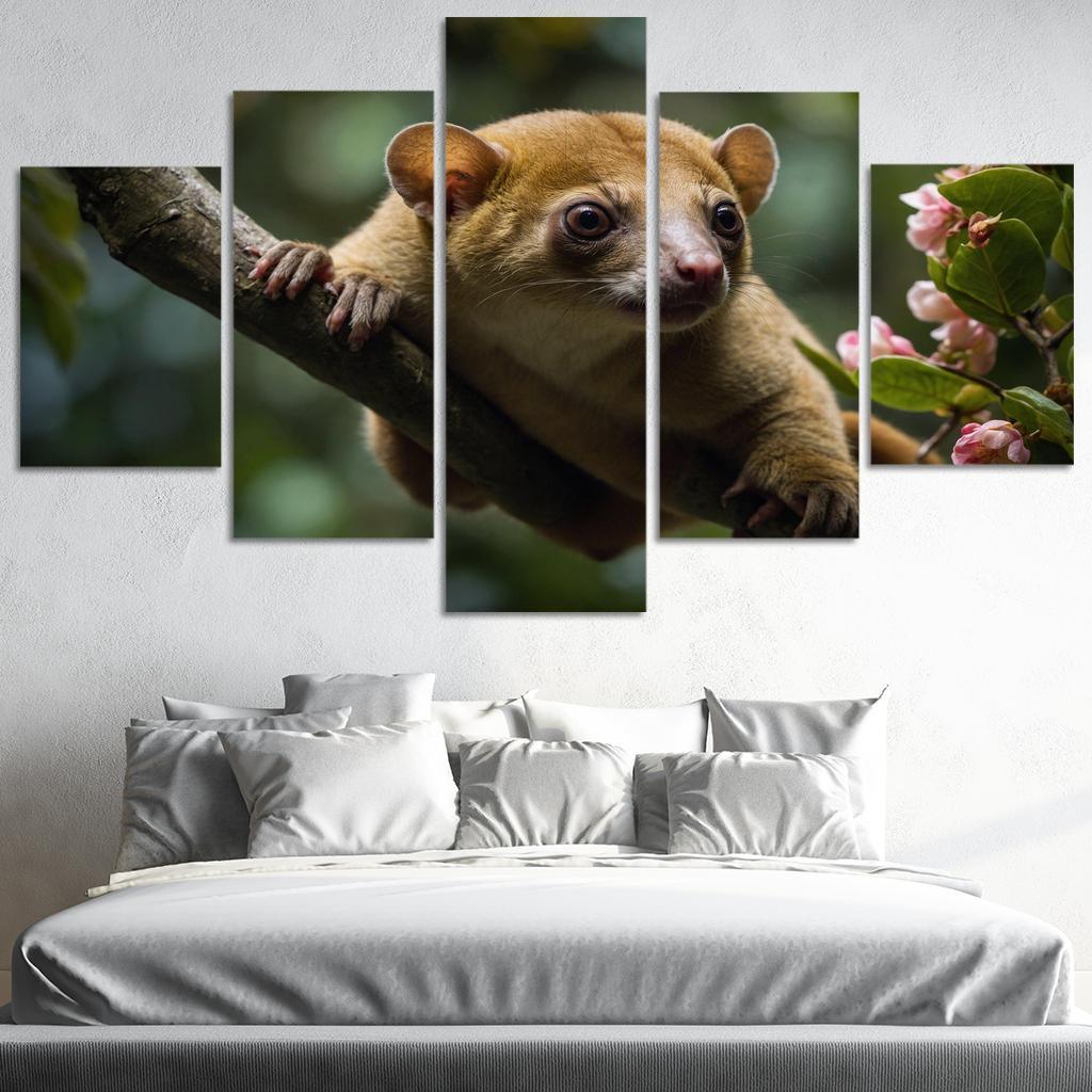 The Exotic Kinkajou In The Rainforest Canopy Framed Paintings