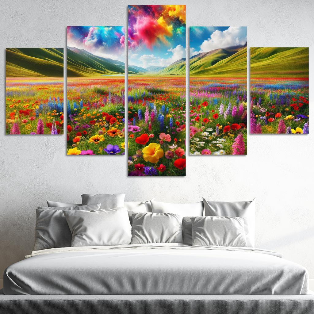 The Vibrant Blooms Of Rainbow Meadow Custom Paintings Frame