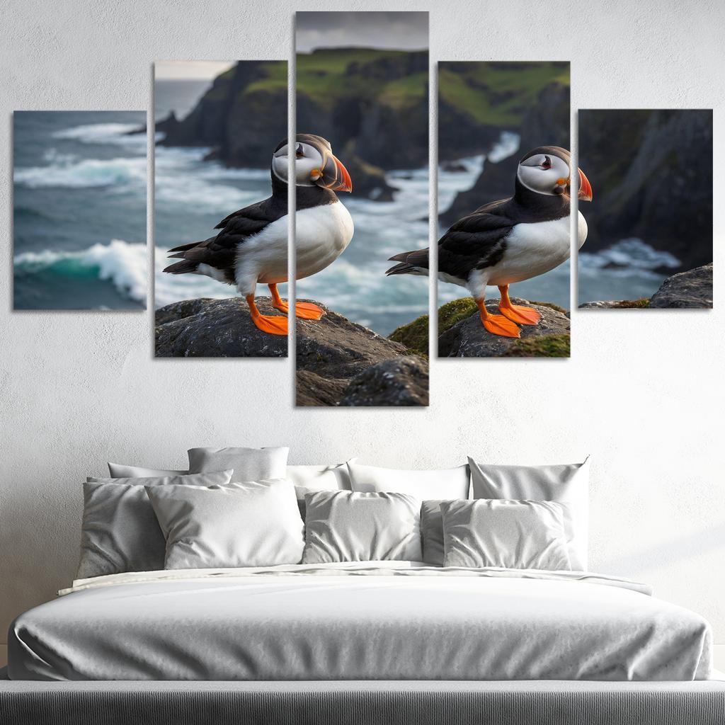 The Colorful Puffin Clown Of The Sea Modern Paintings Frame