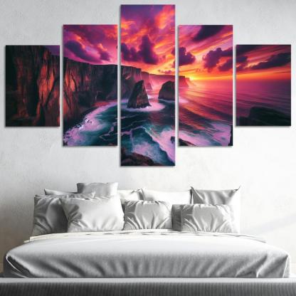 Sunset Cliffs Dramatic Coastal Views Oil Paintings Frame