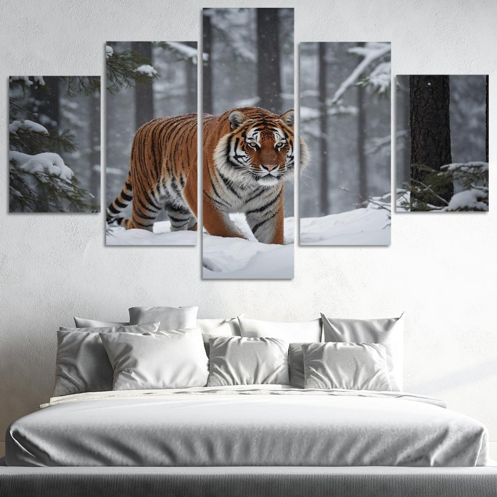 The Powerful Siberian Tiger The Forest's Ghost Canvas Paintings Frame