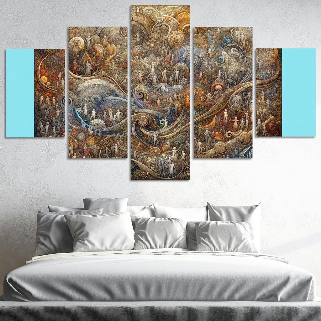 Interwoven Stories of Existence 5 Piece HD Canvas Wall Art-Original Frame