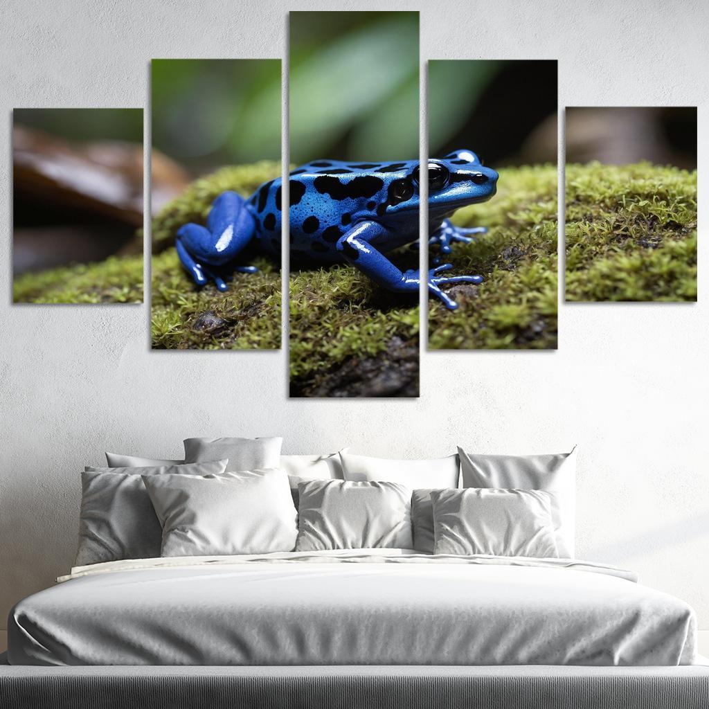 The Rare Blue Poison Dart Frog In A Tropical Rainforest Framed Paintings