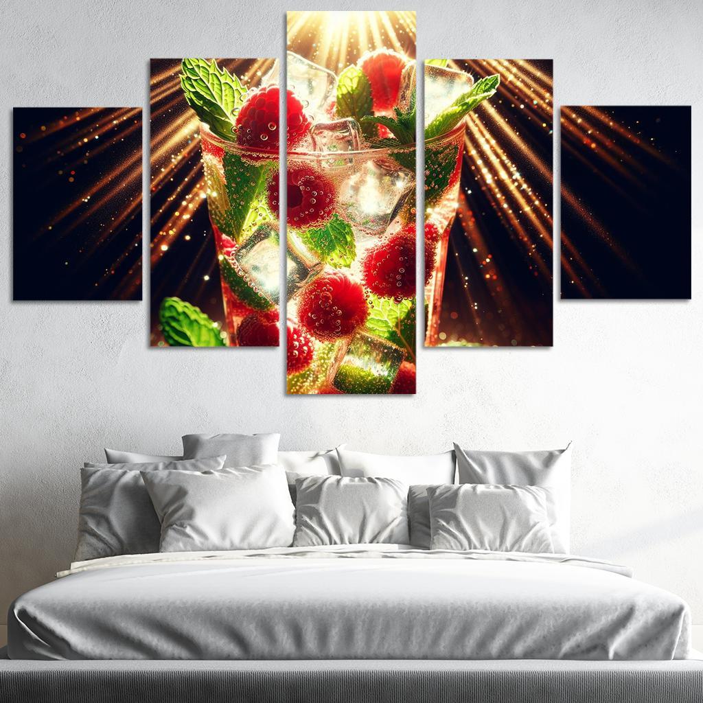 Raspberry Mint Sparkler 5 Piece HD Canvas Wall Art-Original Frame