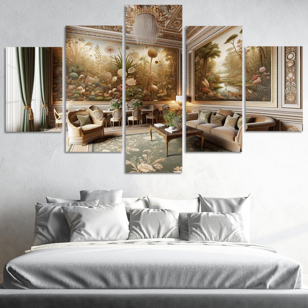 Vintage-Style Framed Botanical Prints 5 Piece HD Canvas Wall Art-Original Frame