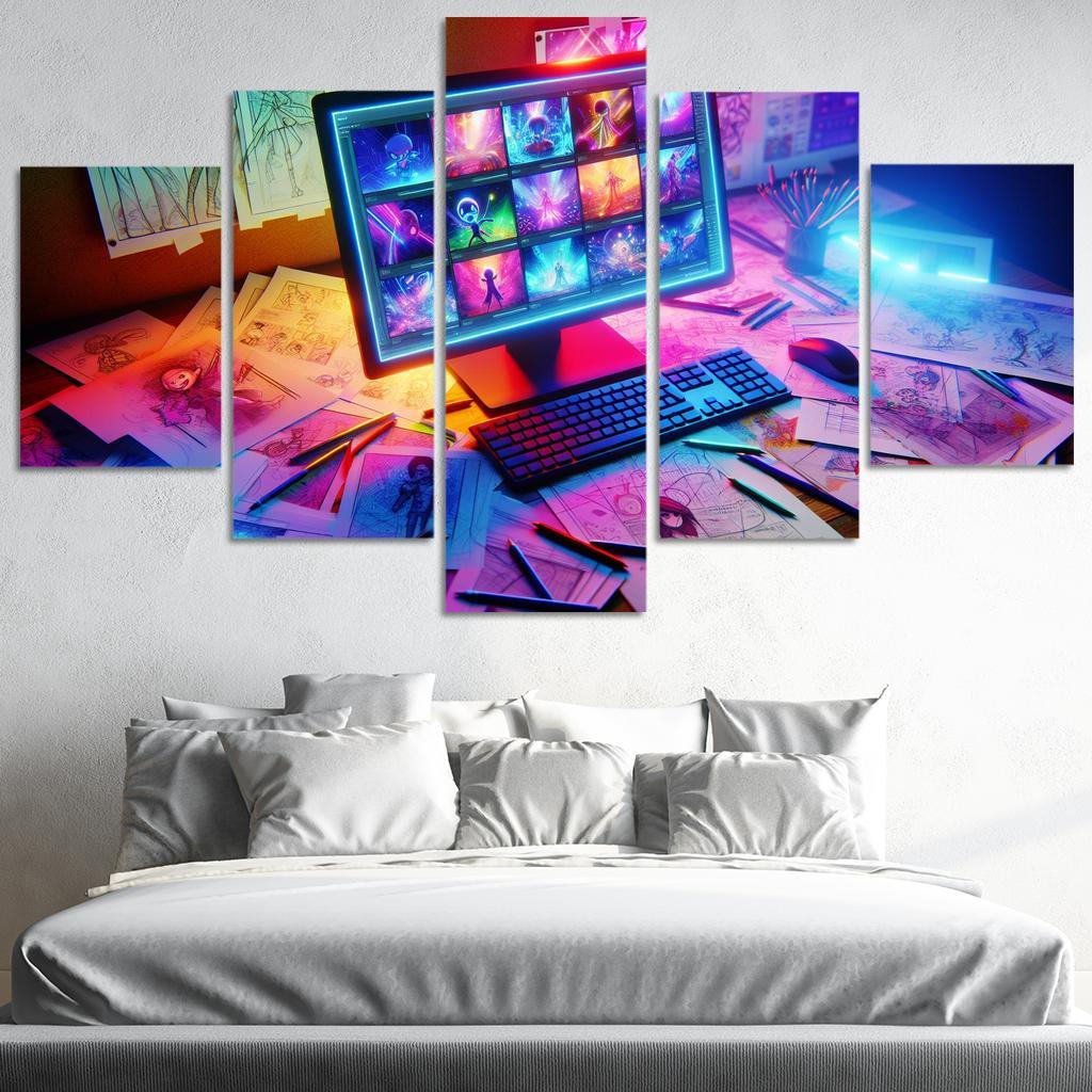 Storytelling through Digital Animation 5 Piece HD Canvas Wall Art-Original Frame