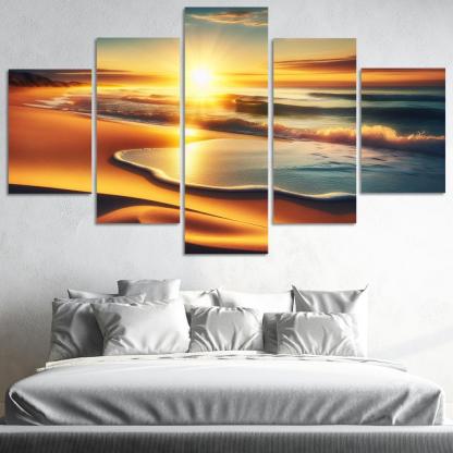 Golden Horizon Sunrise Spectacle Custom Paintings Frame