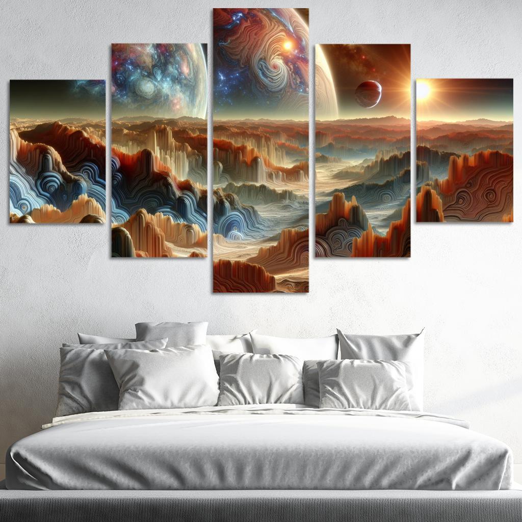 The Exploration of Exoplanets 5 Piece HD Canvas Wall Art-Original Frame