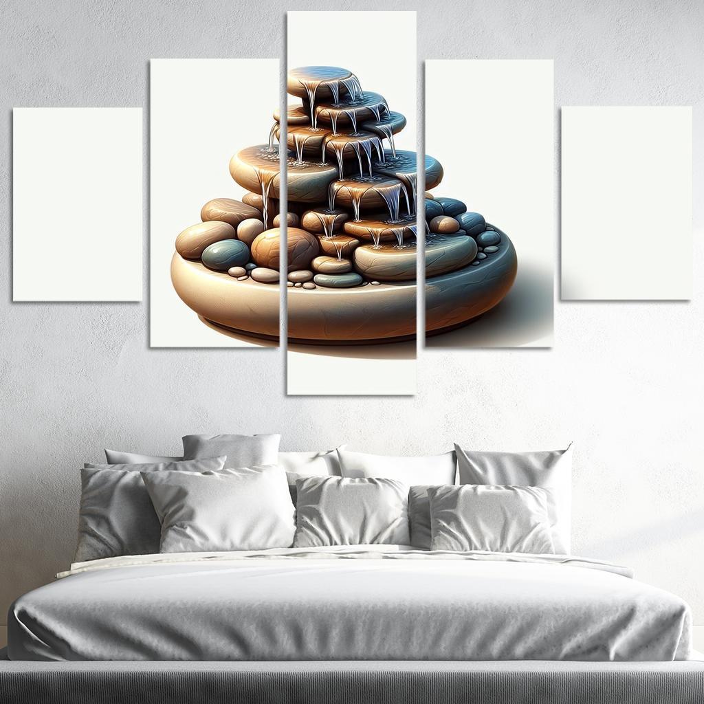Cascading Waterfall Table Fountain 5 Piece HD Canvas Wall Art-Original Frame