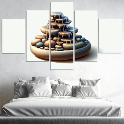 Cascading Waterfall Table Fountain 5 Piece HD Canvas Wall Art-Original Frame