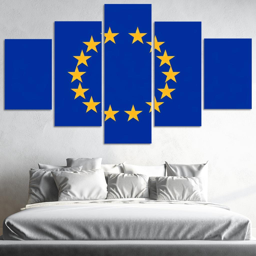 Symbol of Innovation The Flag of the European Union 5 Piece HD Canvas Wall Art-Original Frame