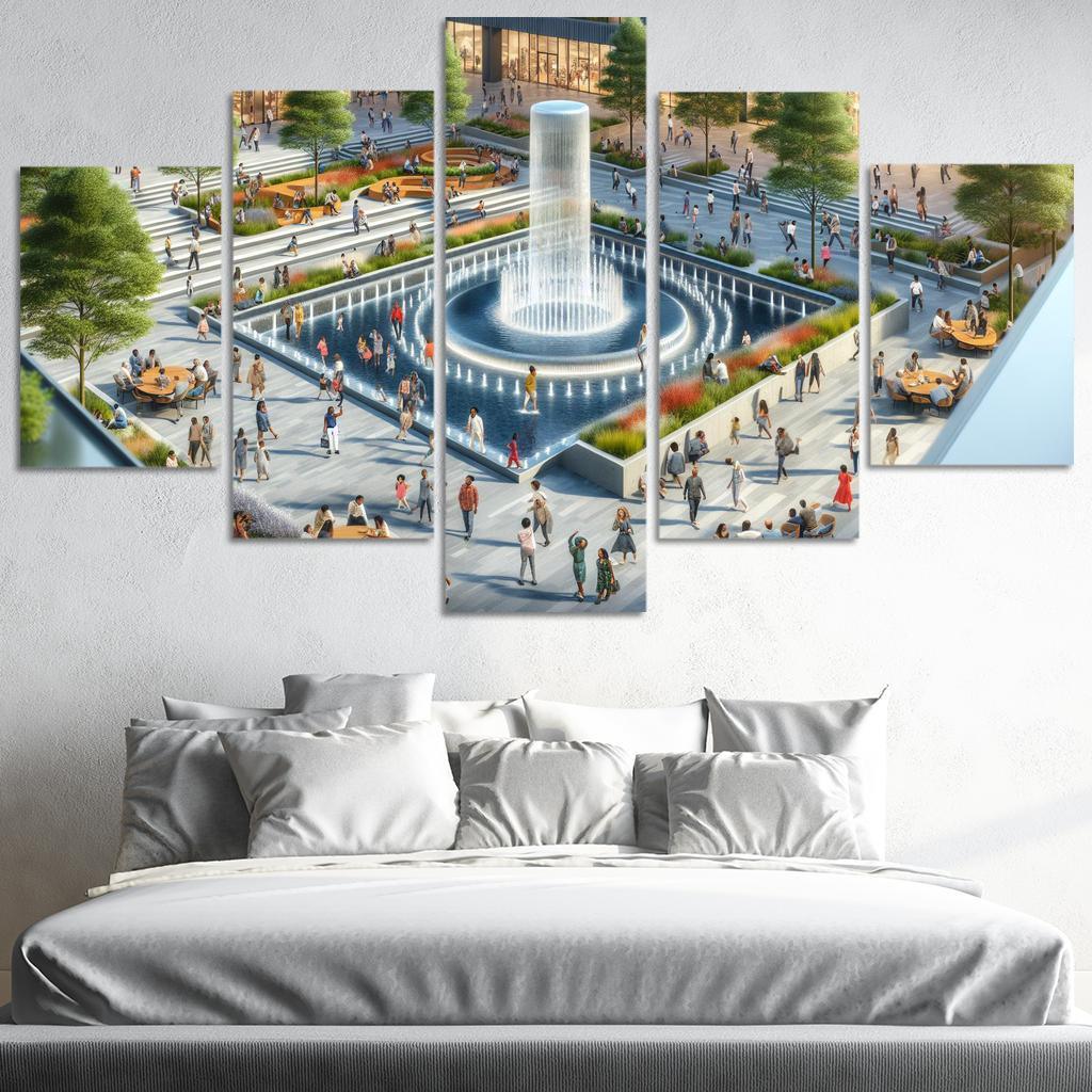 Dynamic Urban Water Features Custom Paintings Frame
