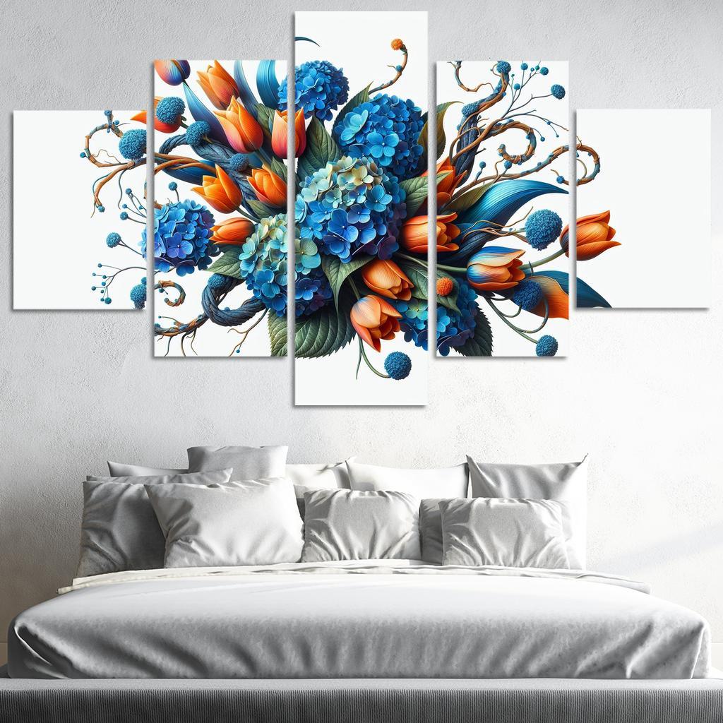 Sculpted Nature An Artistic Floral Installation 5 Piece HD Canvas Wall Art-Original Frame