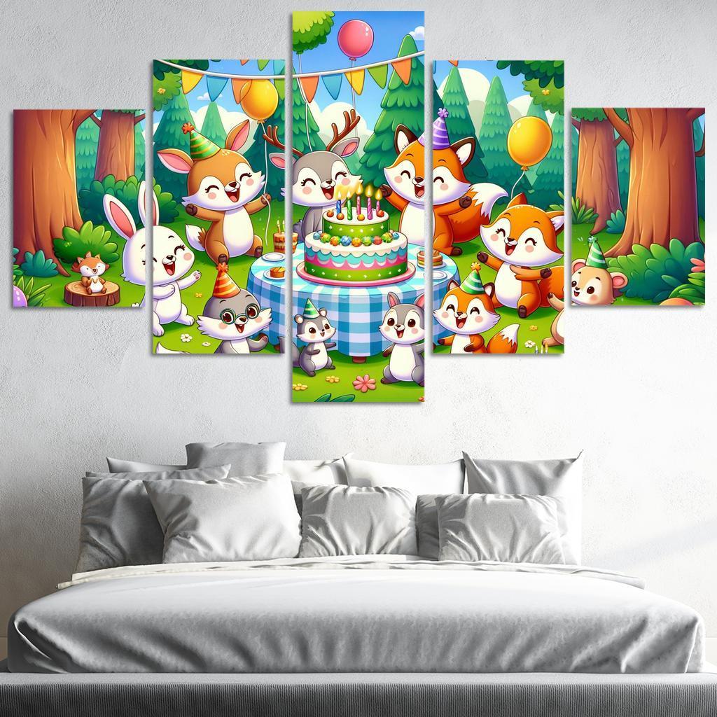 Whimsical Woodland Party 5 Piece HD Canvas Wall Art-Original Frame