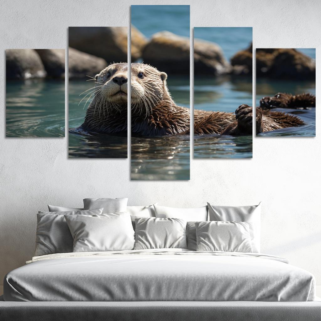 The Playful Sea Otter In Coastal Waters Canvas Paintings Frame