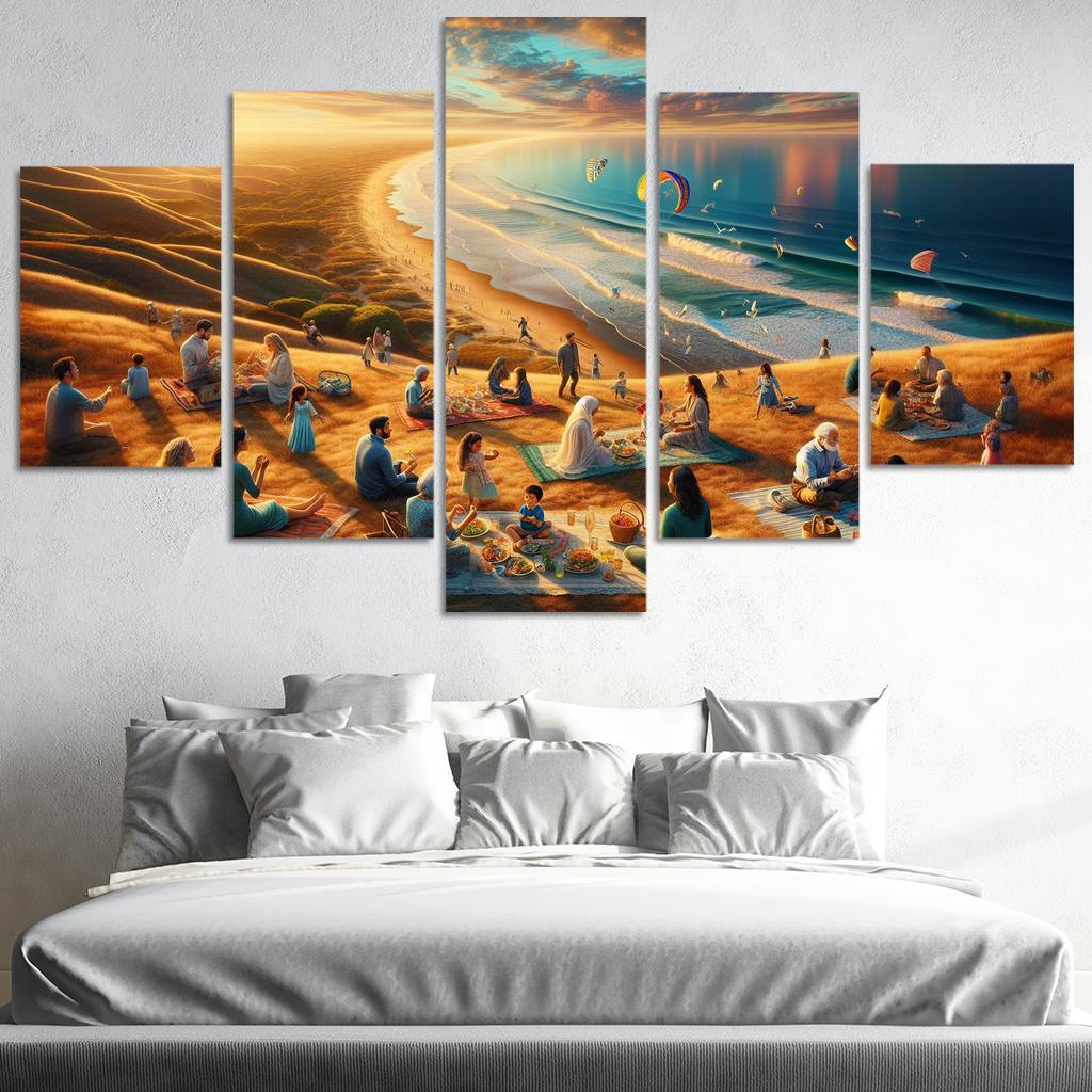 Bayside Retreat Scenic Picnic Spot Multi-panel Paintings