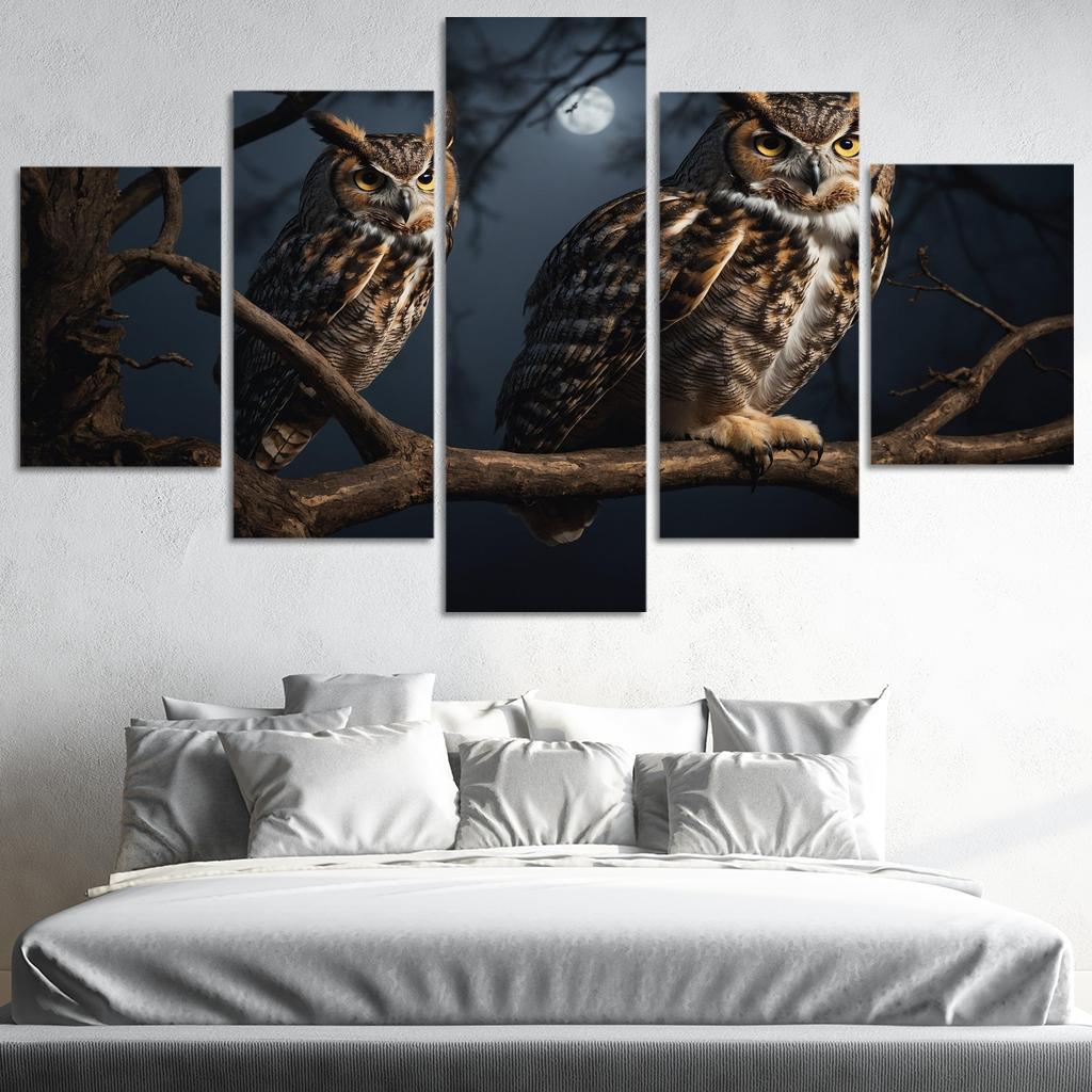 The Elegant Great Horned Owl Multi-panel Paintings