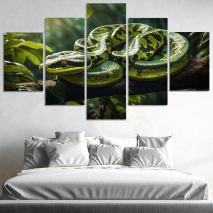 The Elegant Green Tree Python In A Tropical Setting Framed Paintings