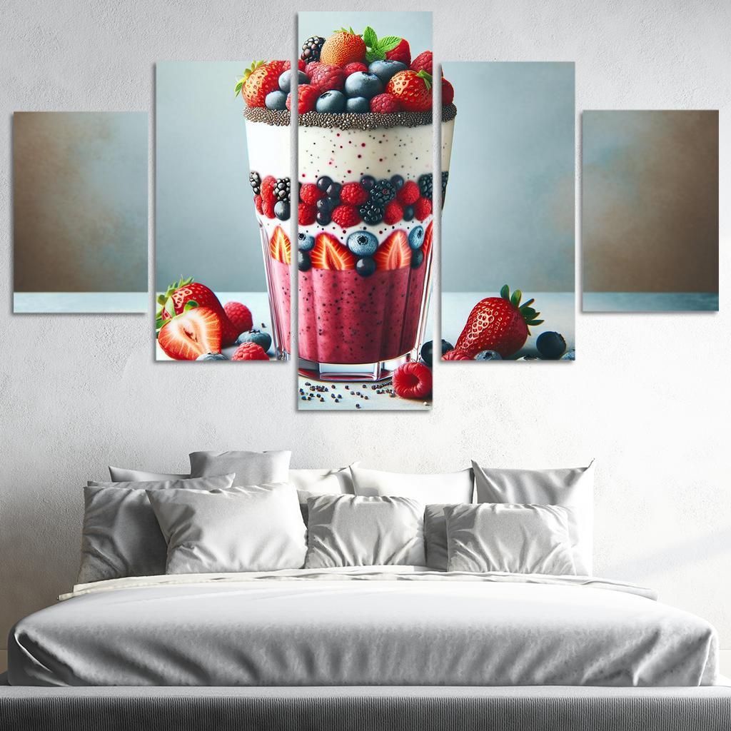 Almond Berry Bliss Smoothie 5 Piece HD Canvas Wall Art-Original Frame