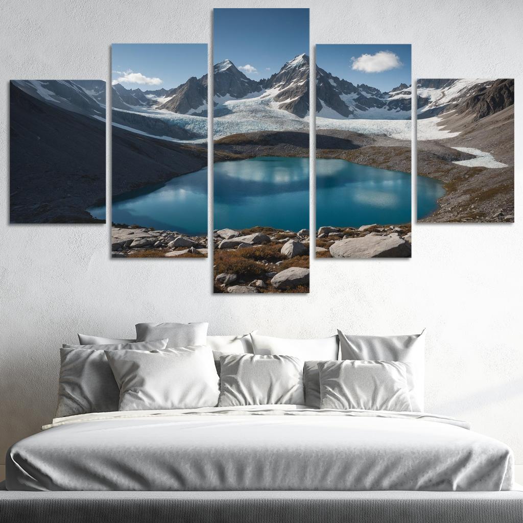 The Majestic Peaks Of Glacier Ridge Modern Paintings Frame