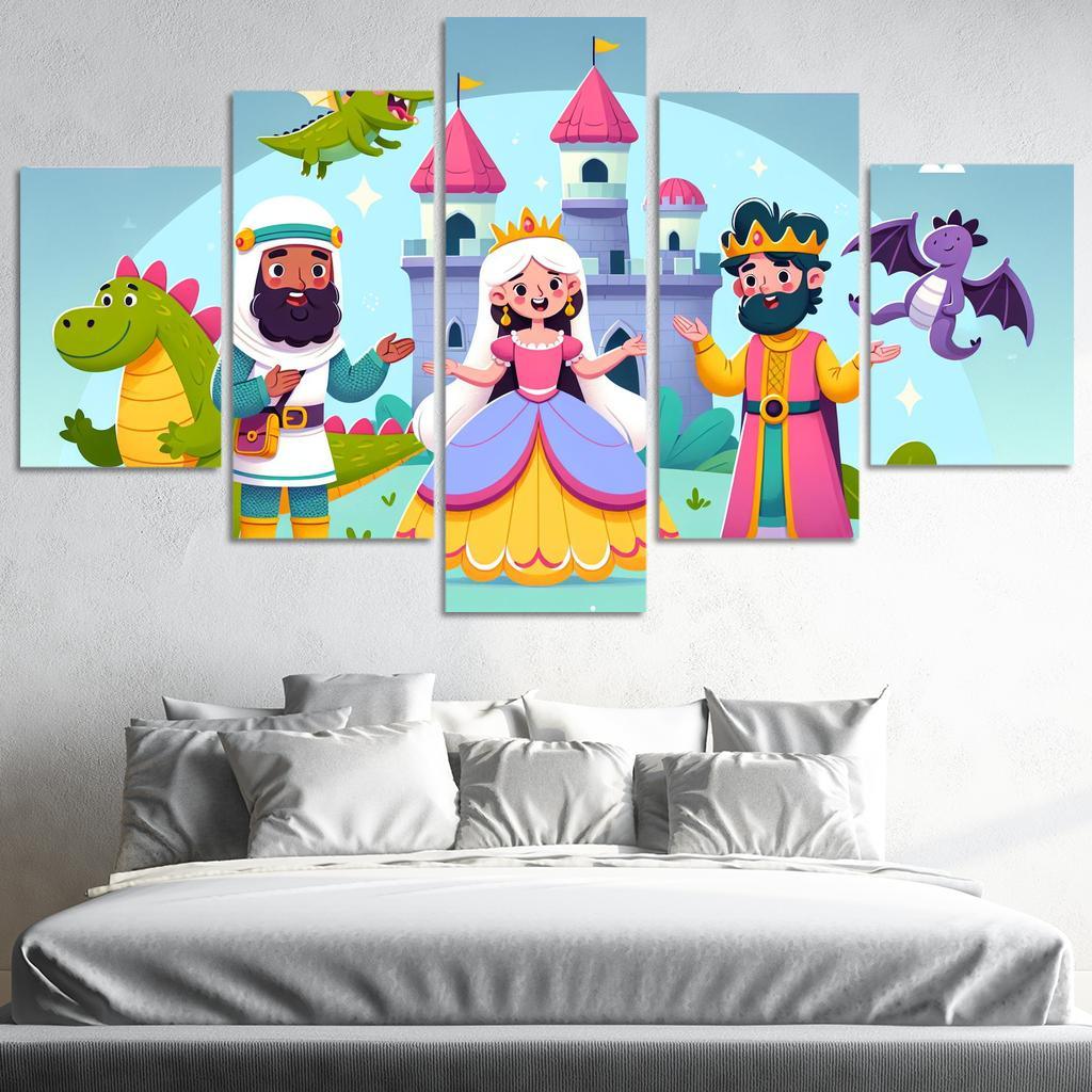 Fairy Tale Friends 5 Piece HD Canvas Wall Art-Original Frame