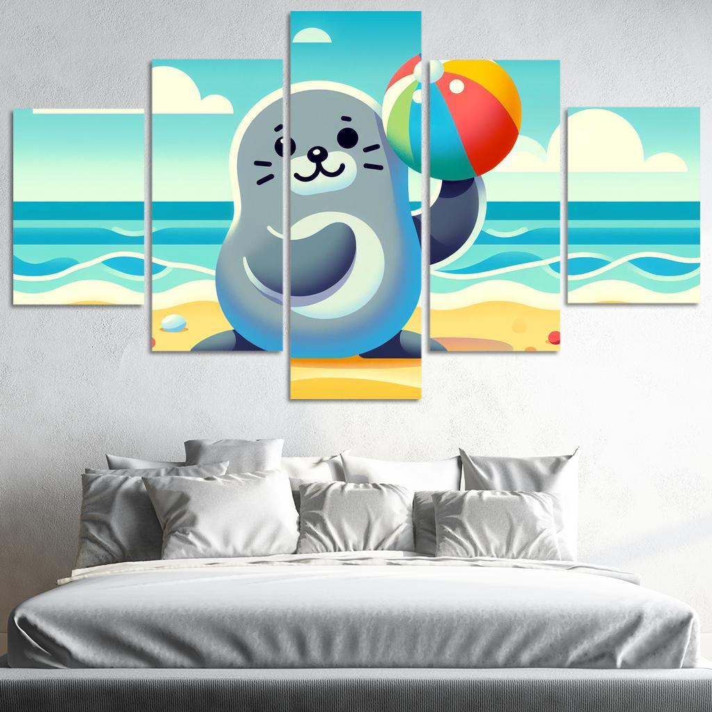 Silly Seal - Beach Fun Framed Paintings