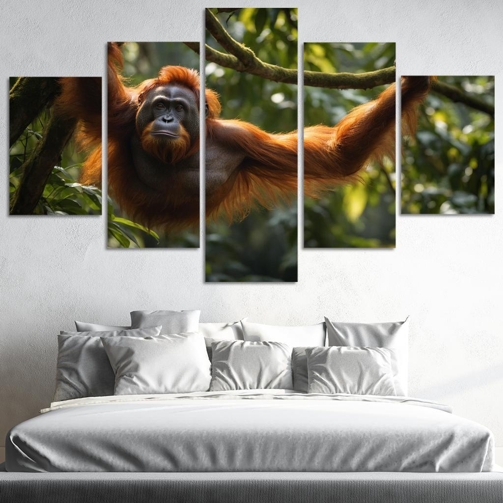 The Striking Bornean Orangutan The Gentle Giant Of The Jungle Modern Paintings Frame
