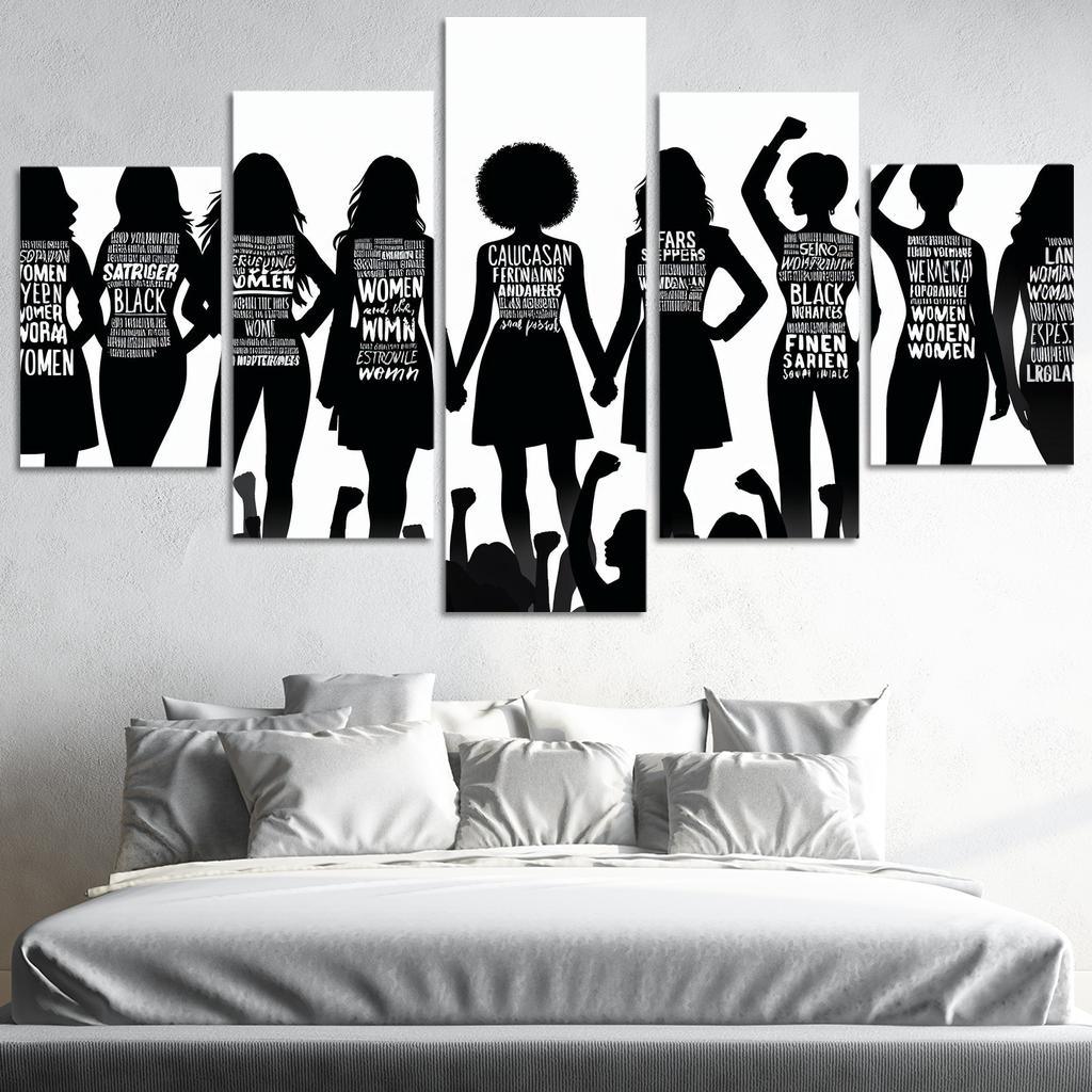 Voices of Change Empowering Women through Art 5 Piece HD Canvas Wall Art-Original Frame