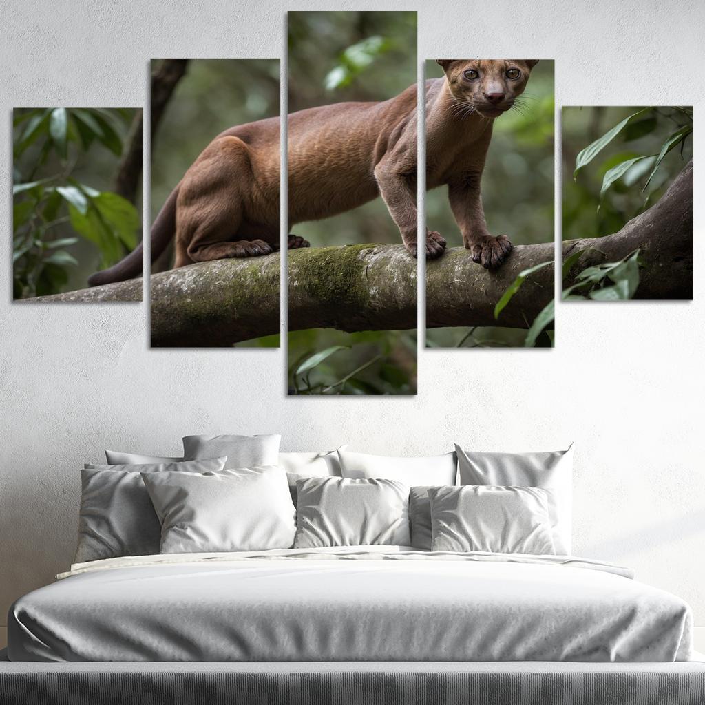 The Unique Fossa In Madagascar's Forests Framed Paintings