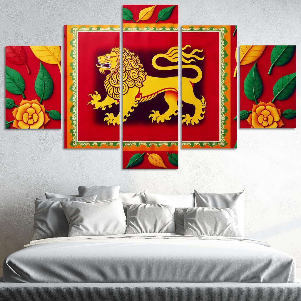 Legacy of Peace The Flag of Sri Lanka 5 Piece HD Canvas Wall Art-Original Frame