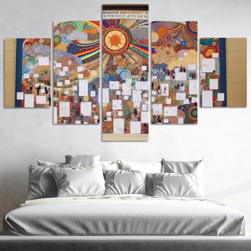 Intergenerational Wisdom Connecting the Young and the Old 5 Piece HD Canvas Wall Art-Original Frame