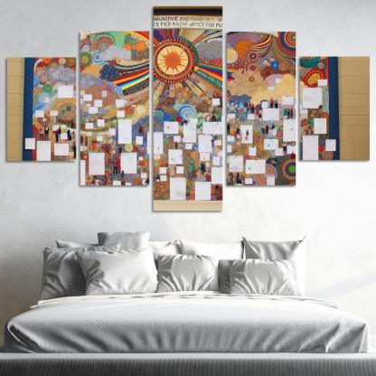 Intergenerational Wisdom Connecting the Young and the Old 5 Piece HD Canvas Wall Art-Original Frame