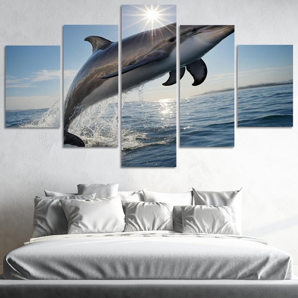The Playful Bottlenose Dolphin In Coastal Waters Canvas Paintings Frame