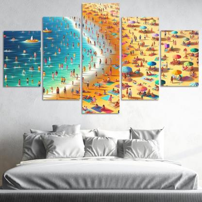 Sunny Shores Golden Beach Haven Abstract Paintings Frame