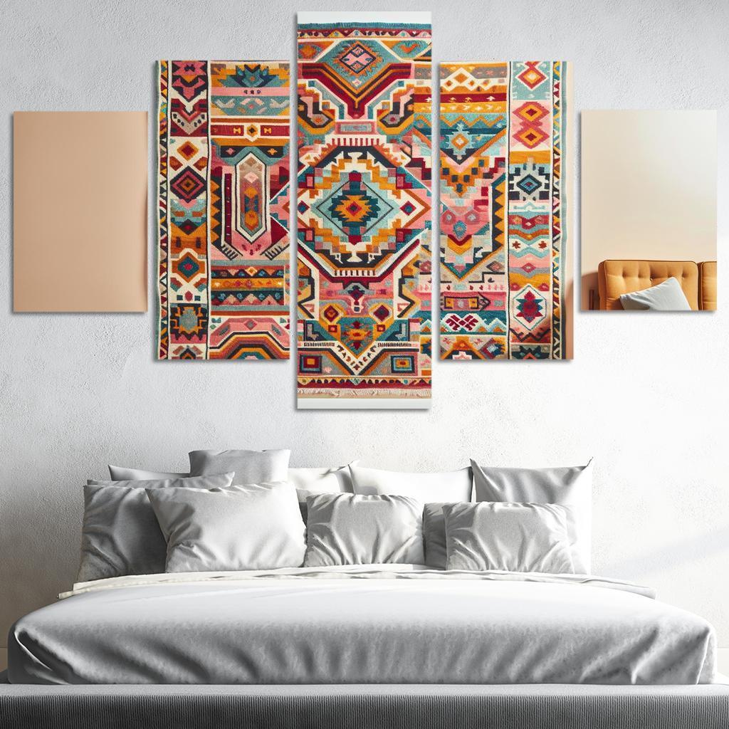 Bespoke Kilim Area Rug 5 Piece HD Canvas Wall Art-Original Frame