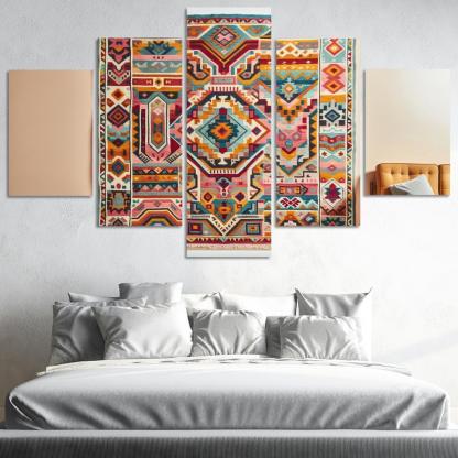 Bespoke Kilim Area Rug 5 Piece HD Canvas Wall Art-Original Frame