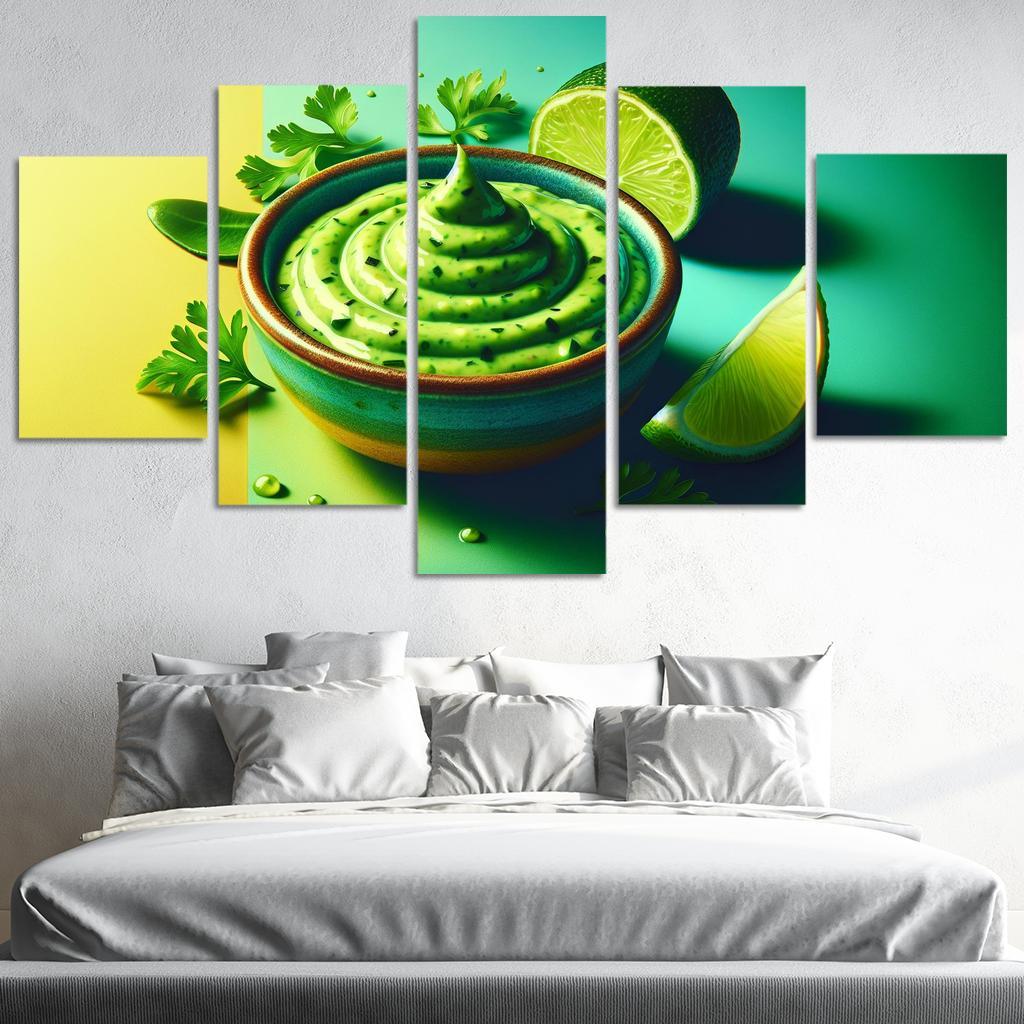 Creamy Avocado Lime Dressing 5 Piece HD Canvas Wall Art-Original Frame