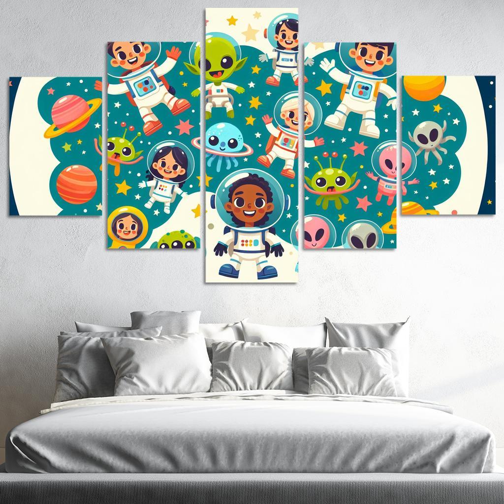 Galactic Adventure 5 Piece HD Canvas Wall Art-Original Frame