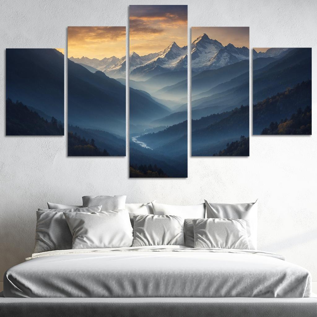 Twilight Embrace Of Azure Peaks Art Trends