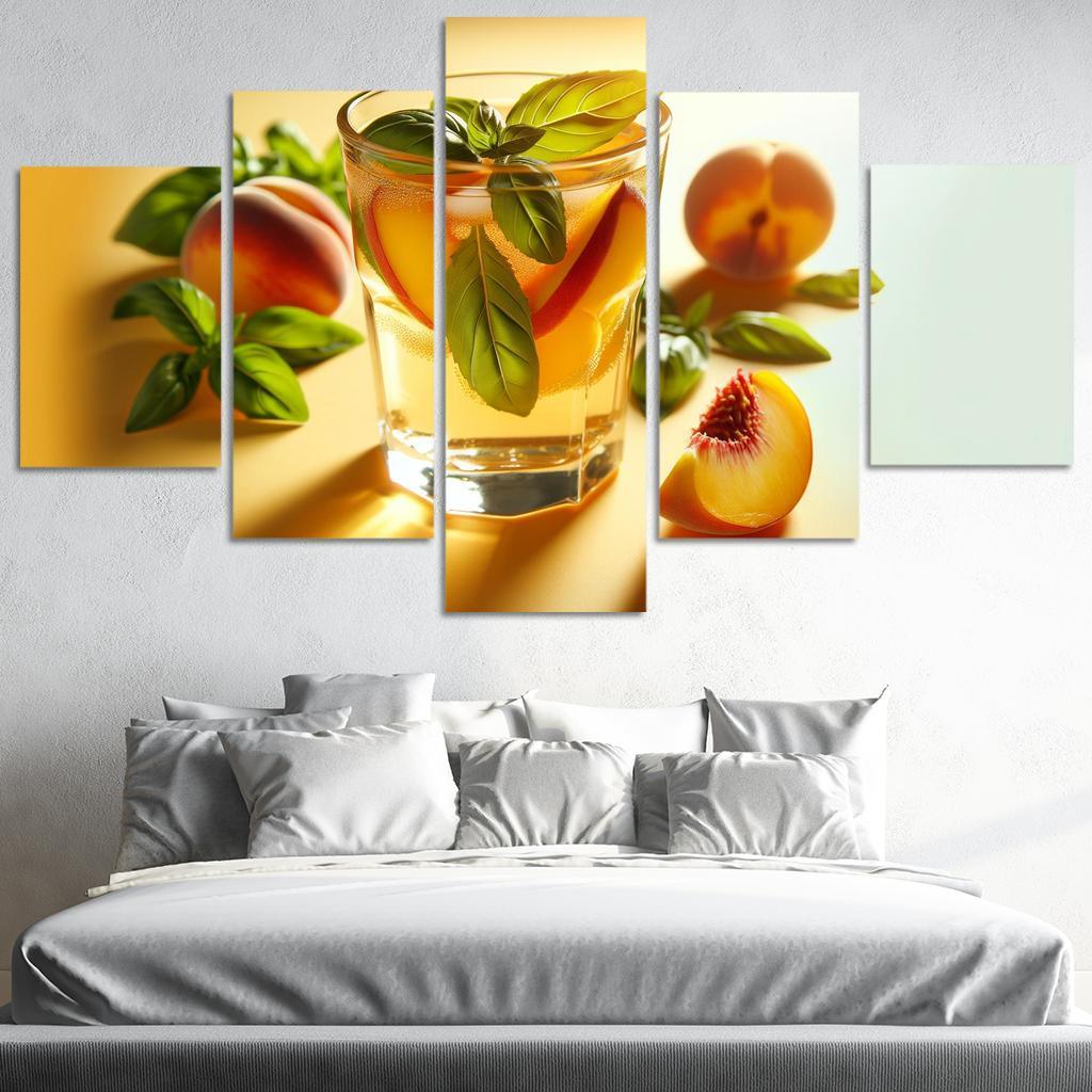 Peach Basil Infused Lemonade 5 Piece HD Canvas Wall Art-Original Frame